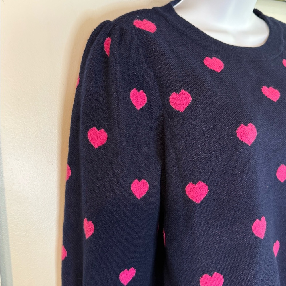 Nanette Lepore Navy Sweater with Pink Hearts - Picture 4 of 8